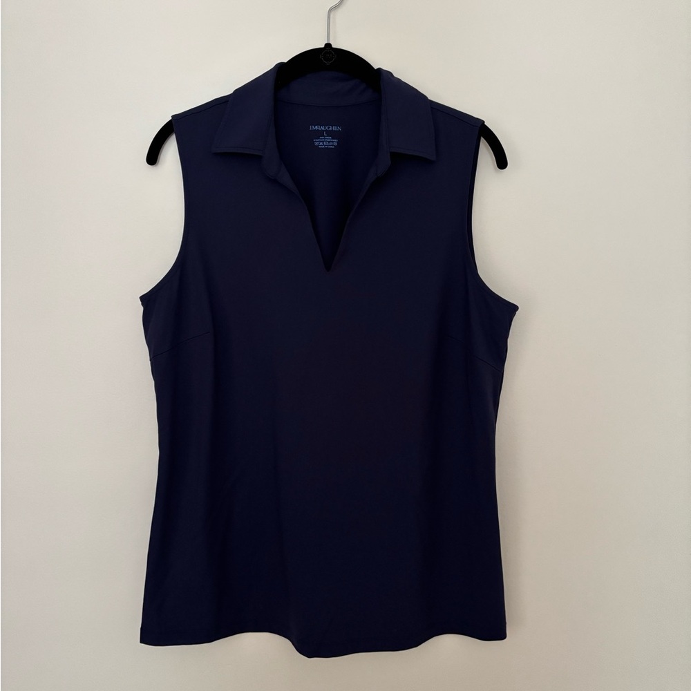 Sleeveless Collared Tank Top in Navy by J. McLaughlin